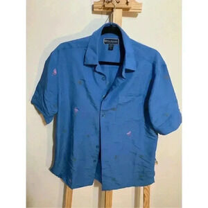 Weekender  Luau edition button down polo tropical design blue size medium